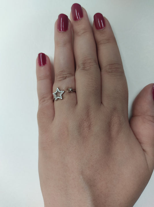 073 Silver Star Asymmetrical Ring
