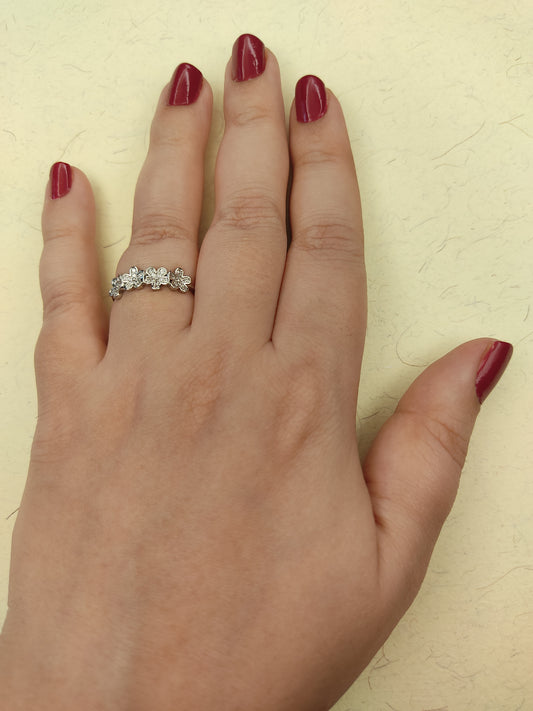 074 Silver Flower Cocktail Ring