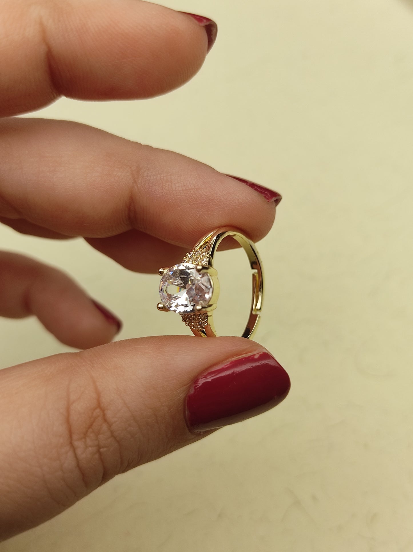081 Gold Solitaire Dainty Ring