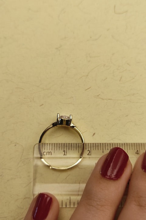 081 Gold Solitaire Dainty Ring