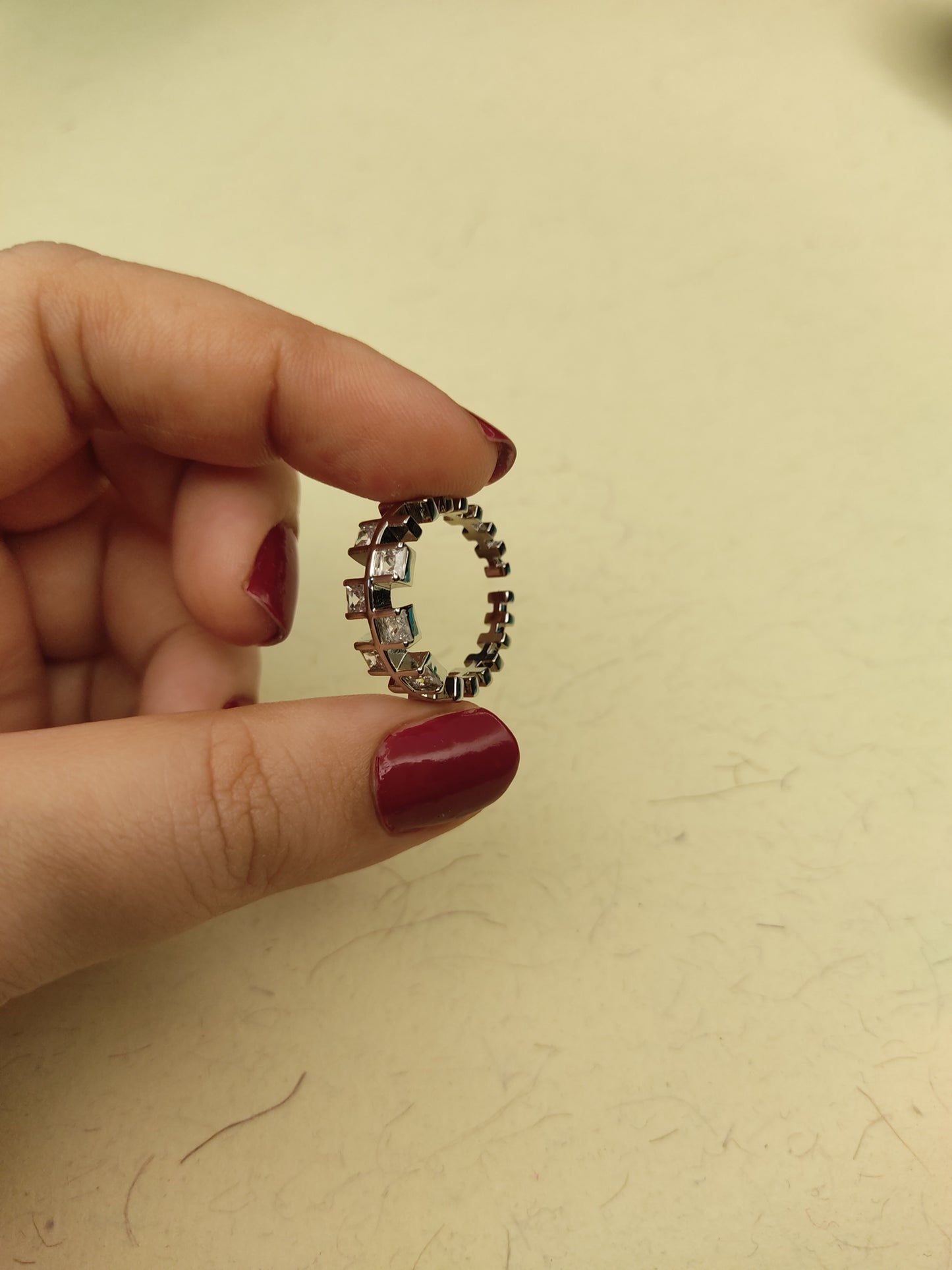 082 Silver Diagonal Square Ring