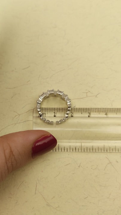 082 Silver Diagonal Square Ring