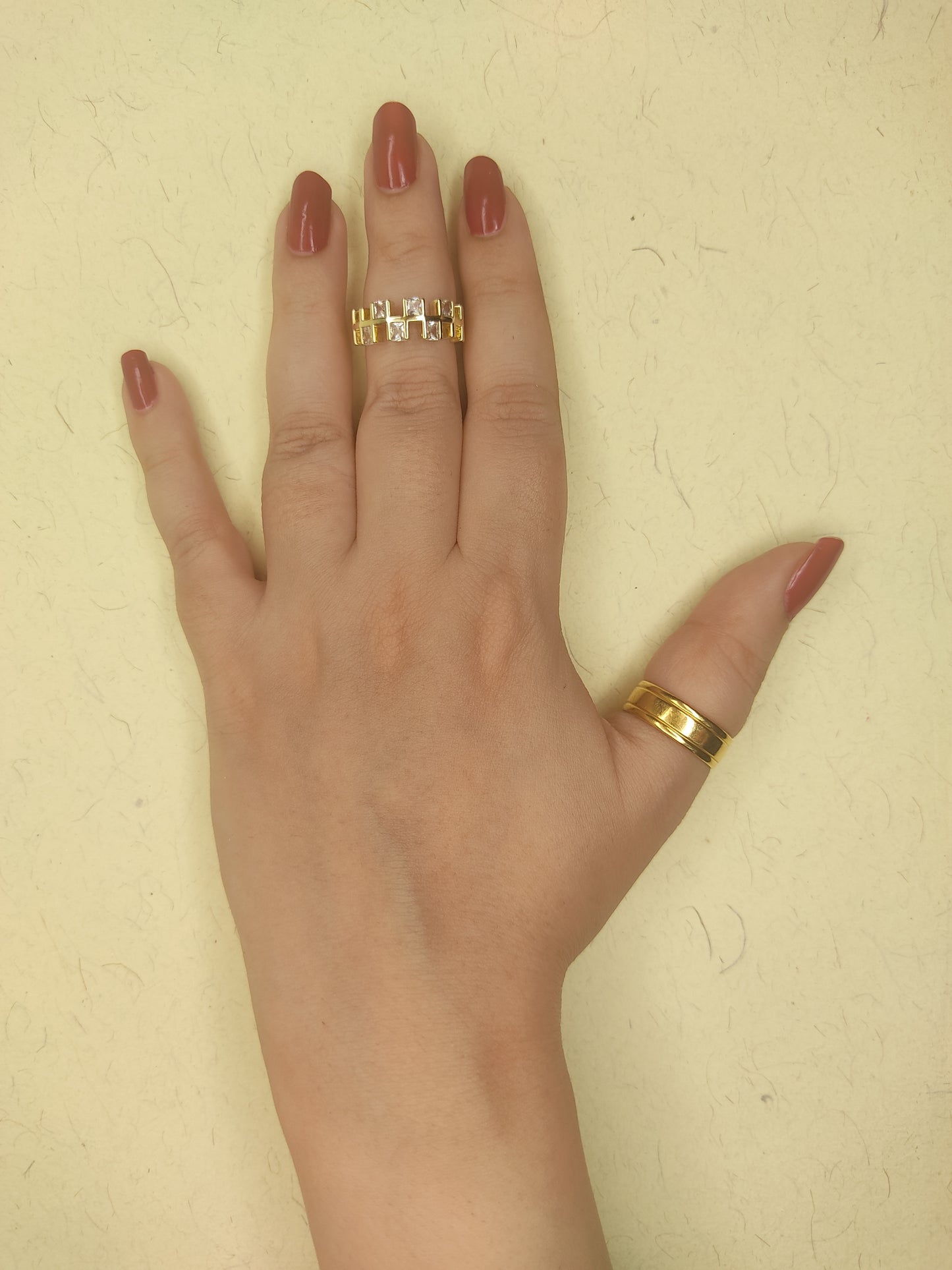 084 Gold Diagonal Square Ring