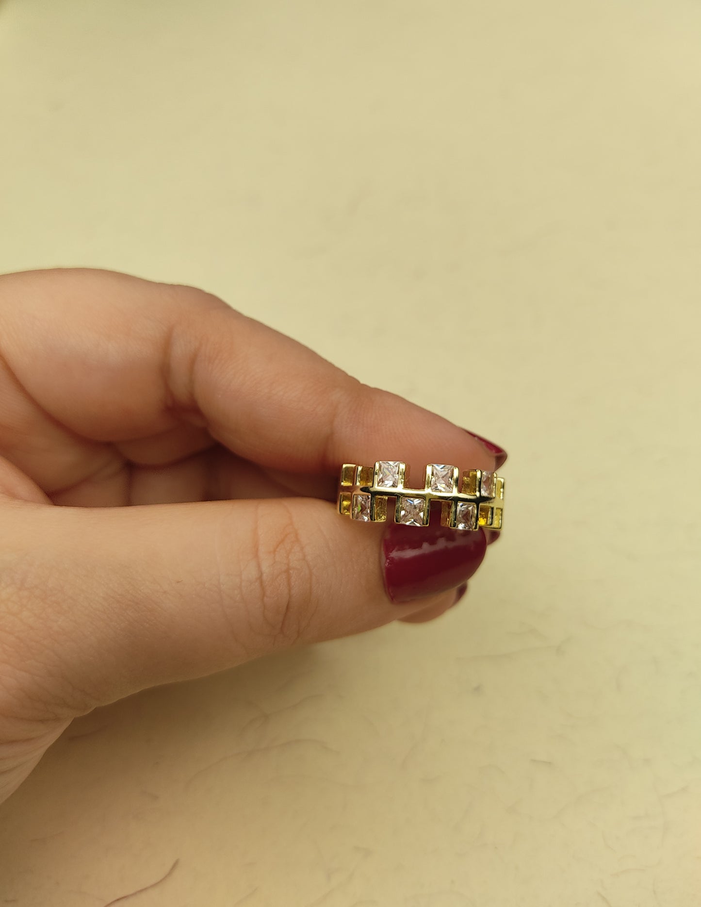 084 Gold Diagonal Square Ring