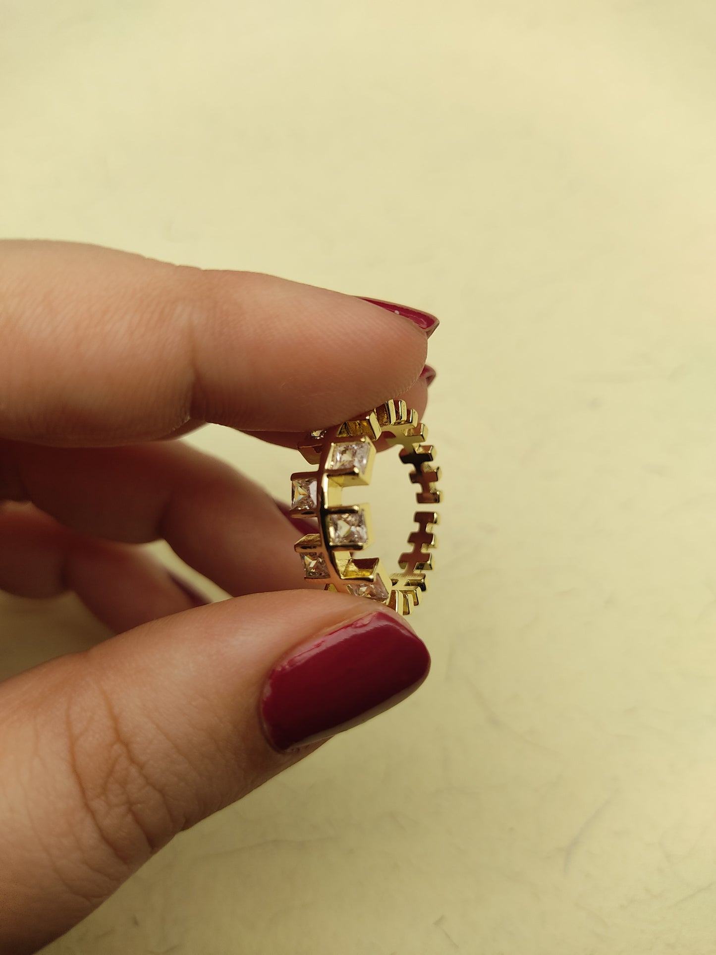 084 Gold Diagonal Square Ring