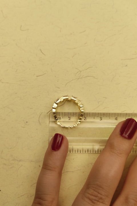 084 Gold Diagonal Square Ring