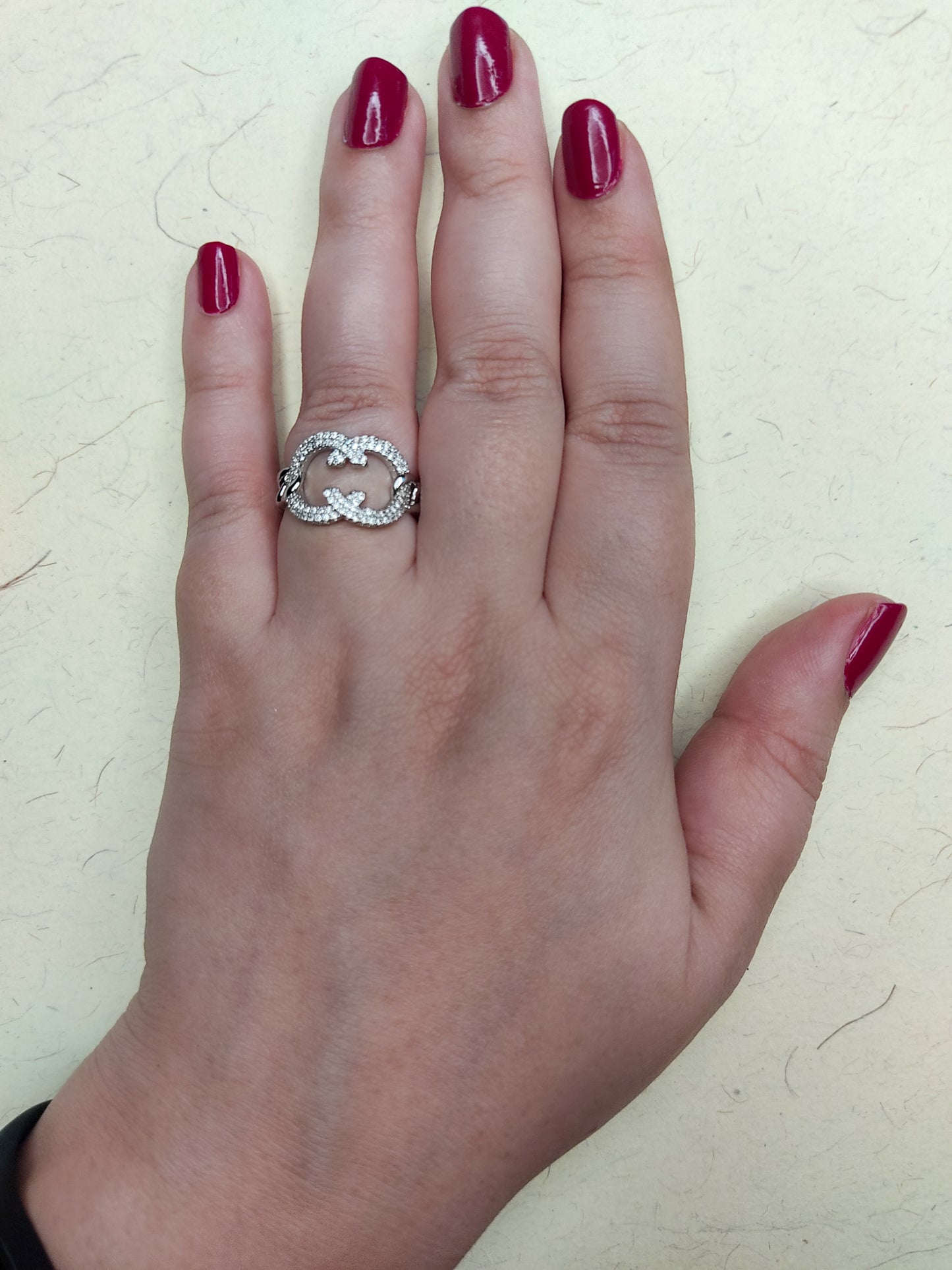 088  Silver Abstract Rope Link Ring