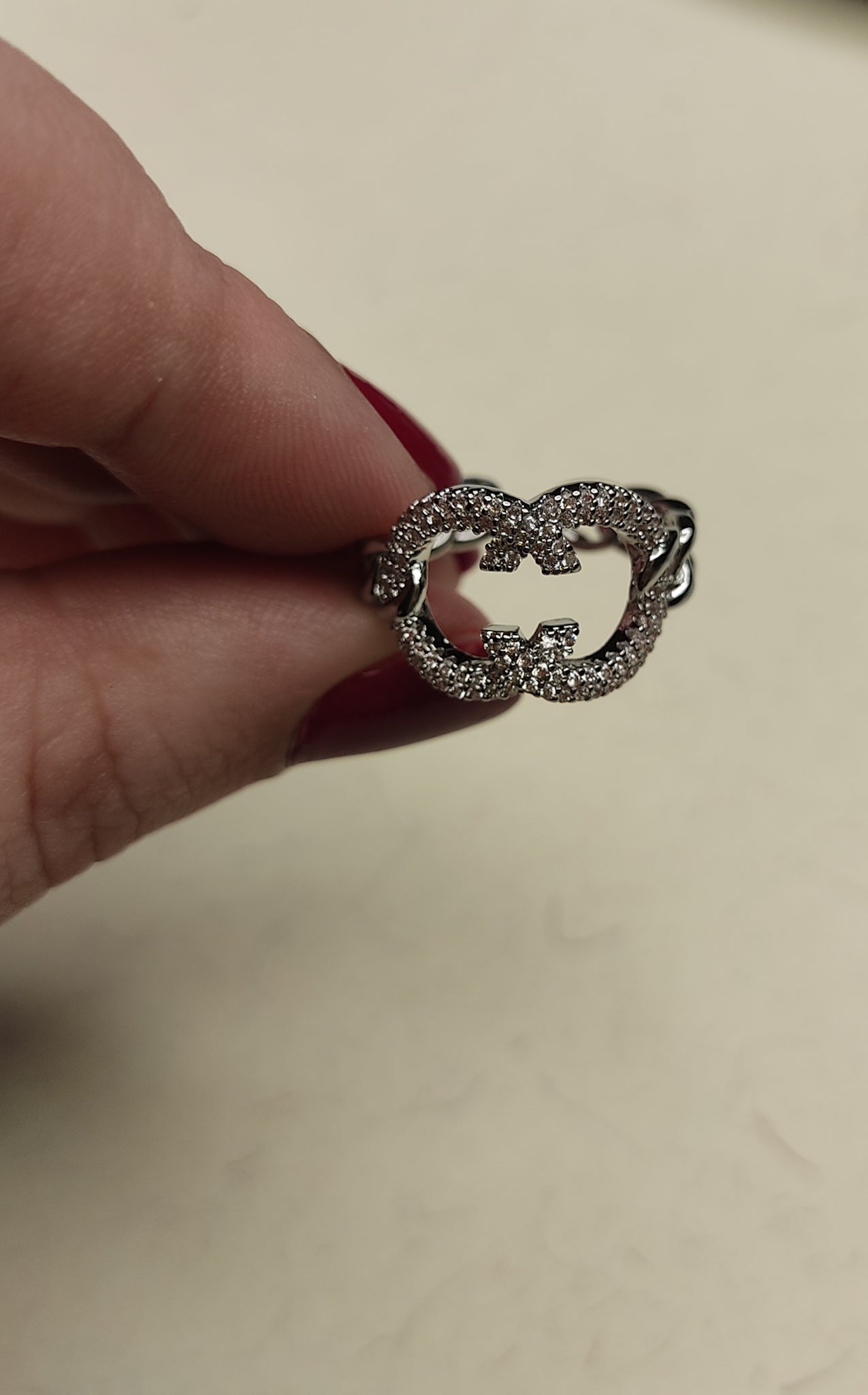 088  Silver Abstract Rope Link Ring