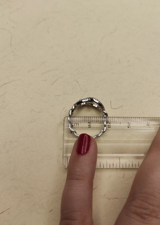 088  Silver Abstract Rope Link Ring