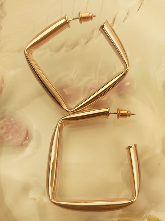 128 Rose Gold Square Hoops