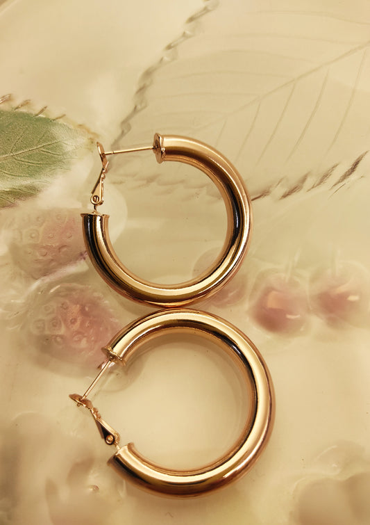 129 Rose Gold Spherical Hoops
