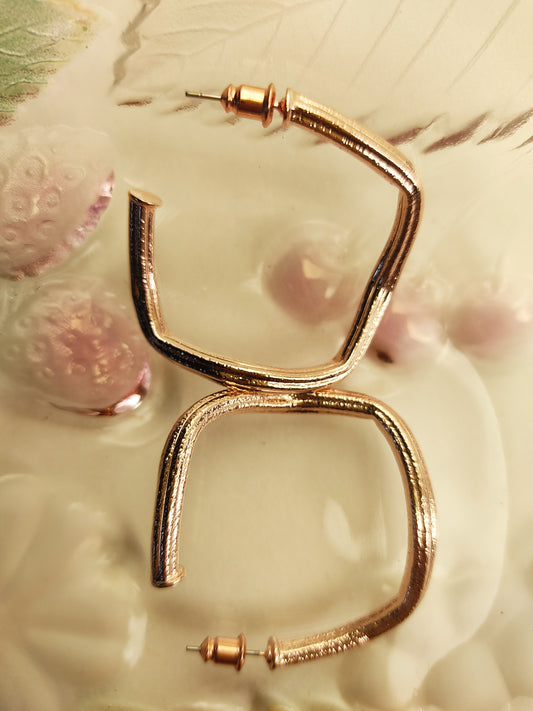 130 Rose-Gold Square Textured Hoops