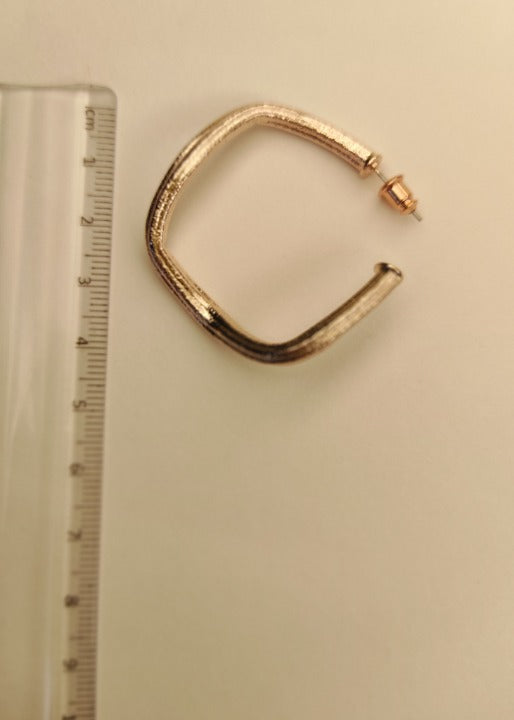 130 Rose-Gold Square Textured Hoops