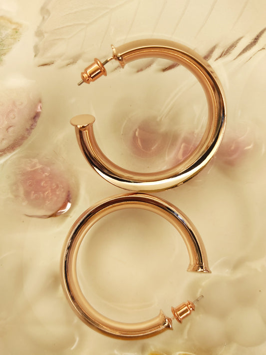 133 Rose-Gold Thick Classic Hoops