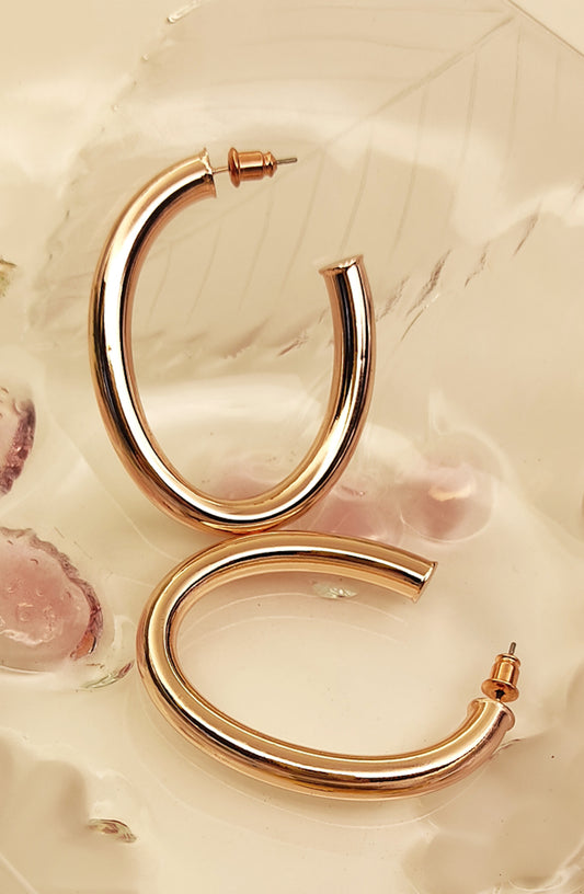 135 Rose-Gold Thick Oval Hoops