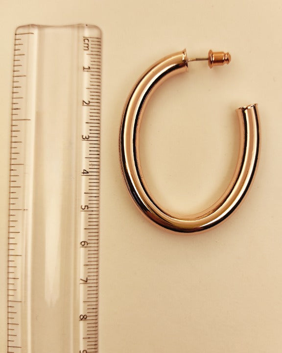 135 Rose-Gold Thick Oval Hoops
