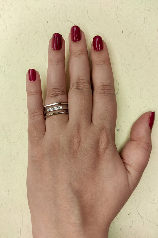 155 Silver Hexagonal Stack Ring
