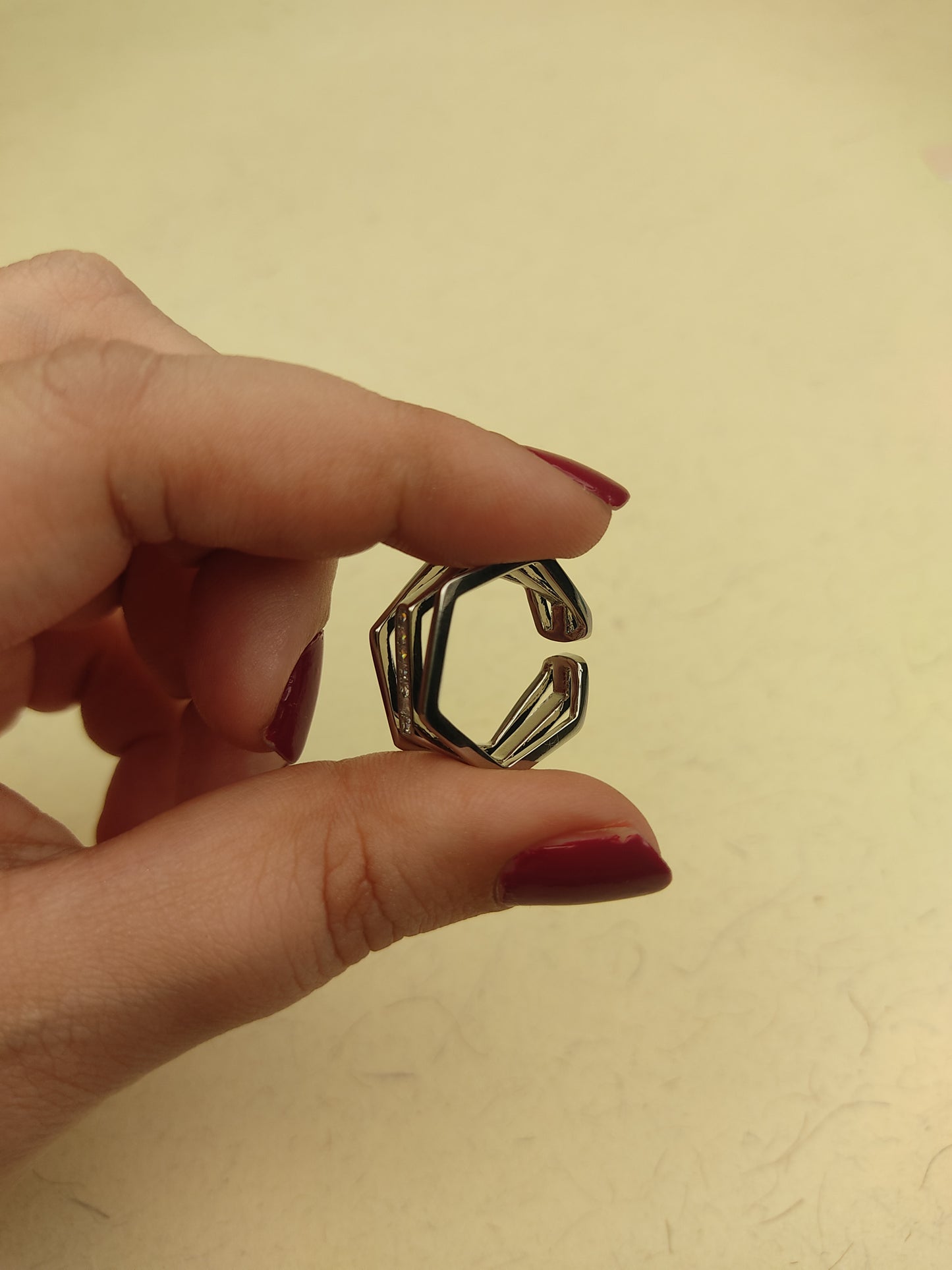 155 Silver Hexagonal Stack Ring