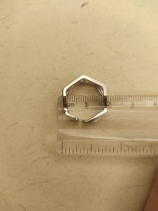 155 Silver Hexagonal Stack Ring