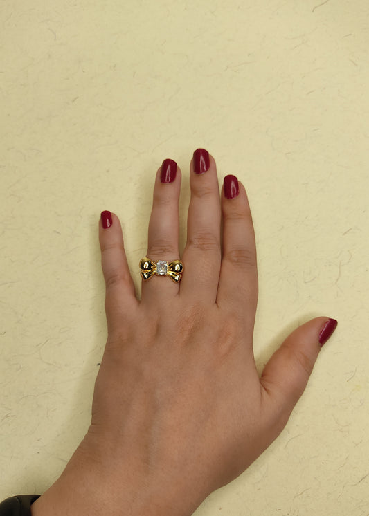 160 Gold Bowtie Minimalist Ring