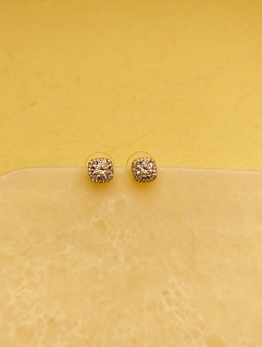 174 Gold American Diamond Square Studs