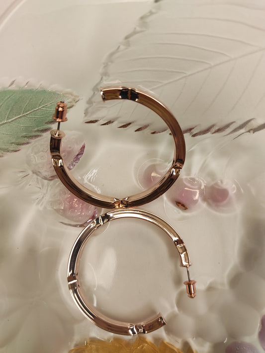 181 Rose Gold Spherical Abstract Hoops