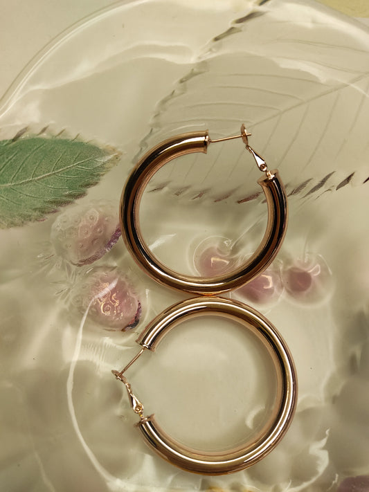 182 Rose Gold Classic Hoops