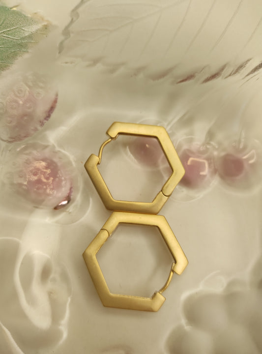 186 Gold Hexagon Hoops