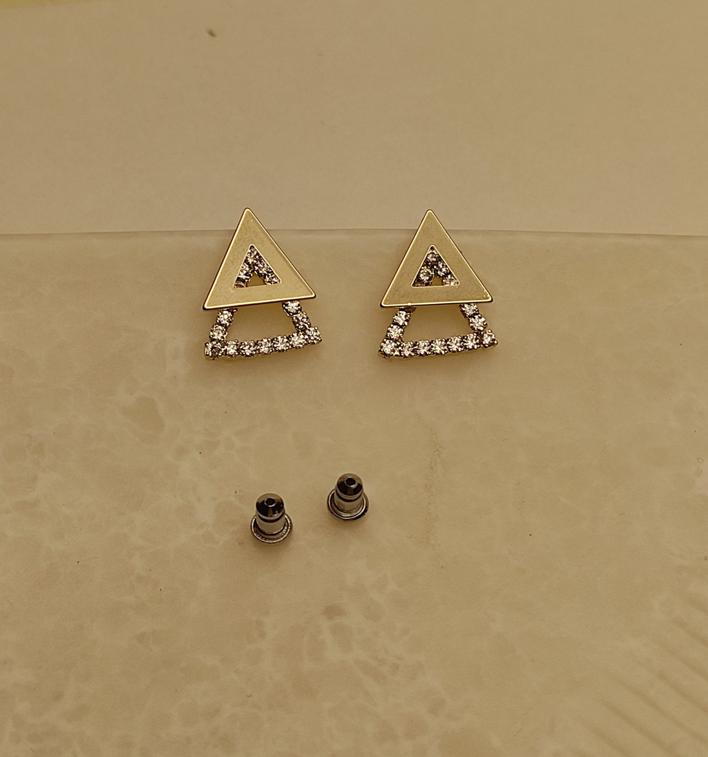 190 Gold Dual Triangle Earrings