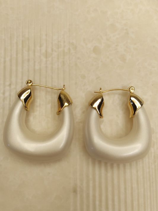 199 Gold Pearl Crescent Earrings