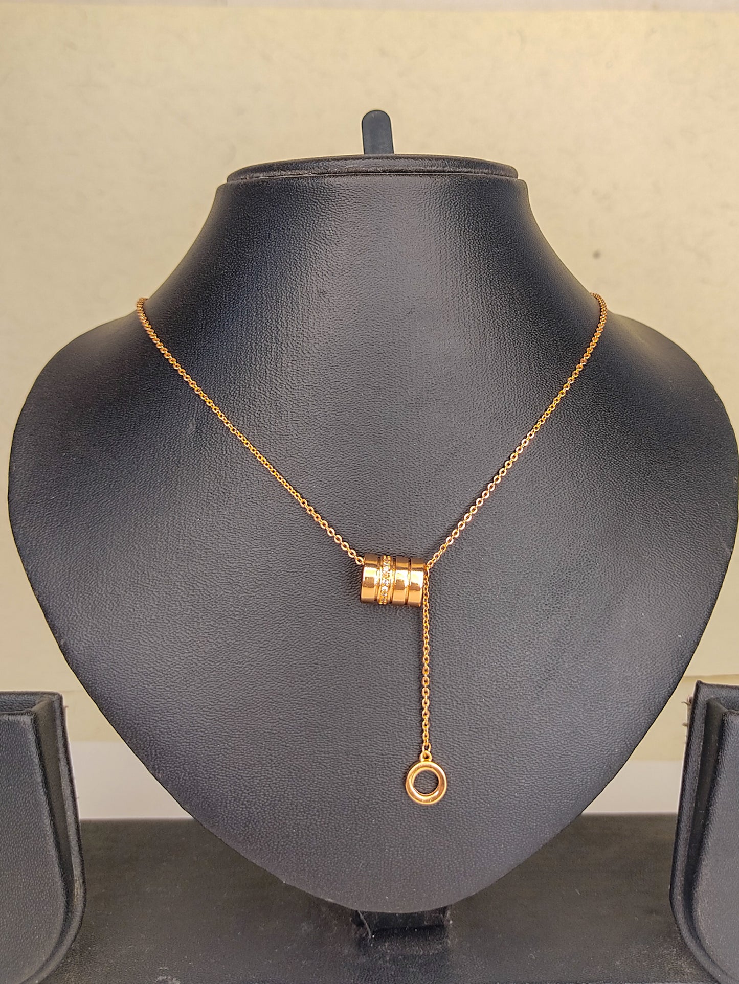 214 Rose Gold Barrel Drop Necklace