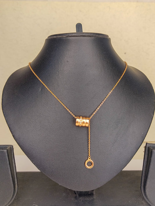 214 Rose Gold Barrel Drop Necklace