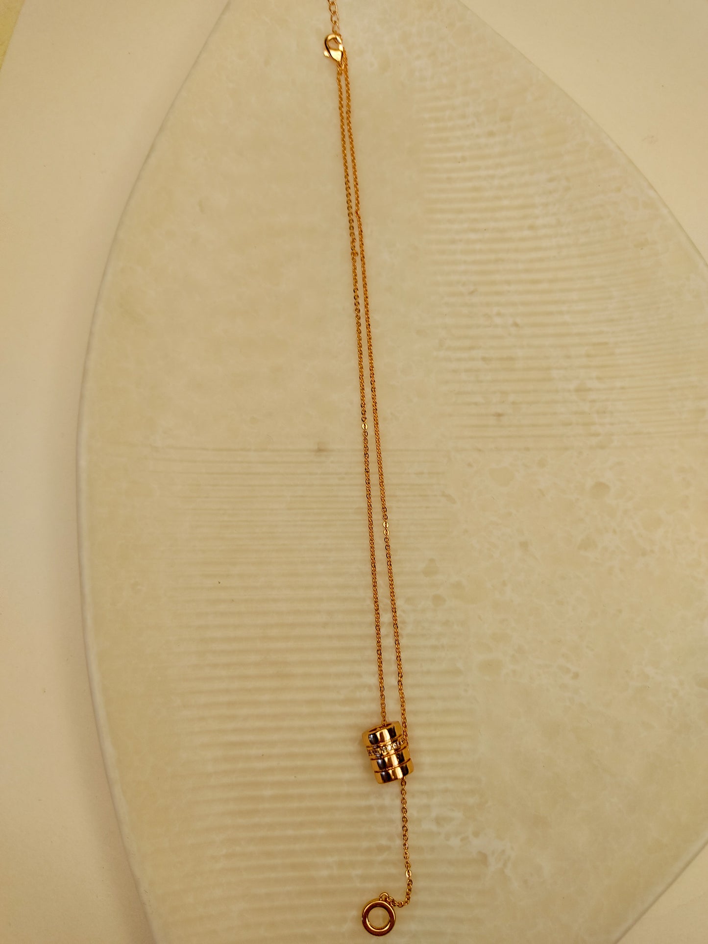 214 Rose Gold Barrel Drop Necklace
