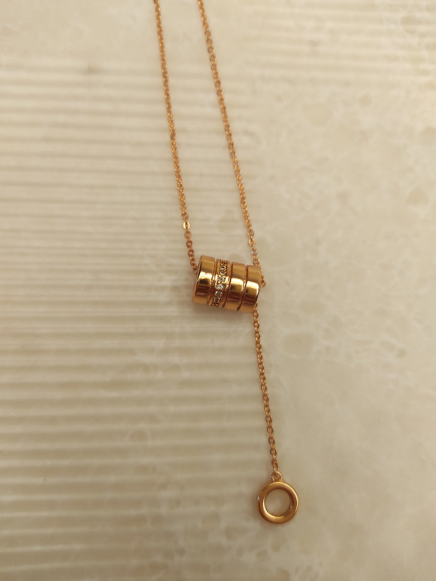 214 Rose Gold Barrel Drop Necklace
