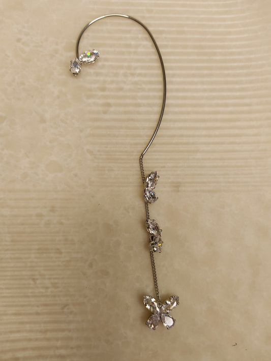 229 Silver Dangling Butterfly Ear Cuff