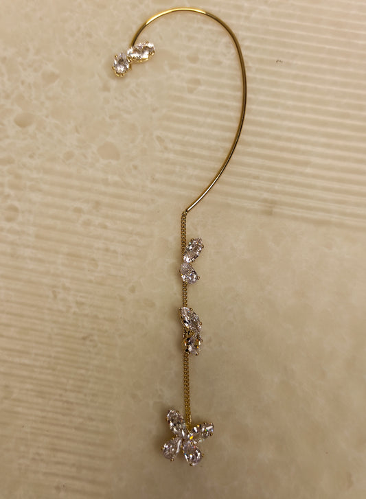 230 Gold Dangling Butterfly Ear Cuff