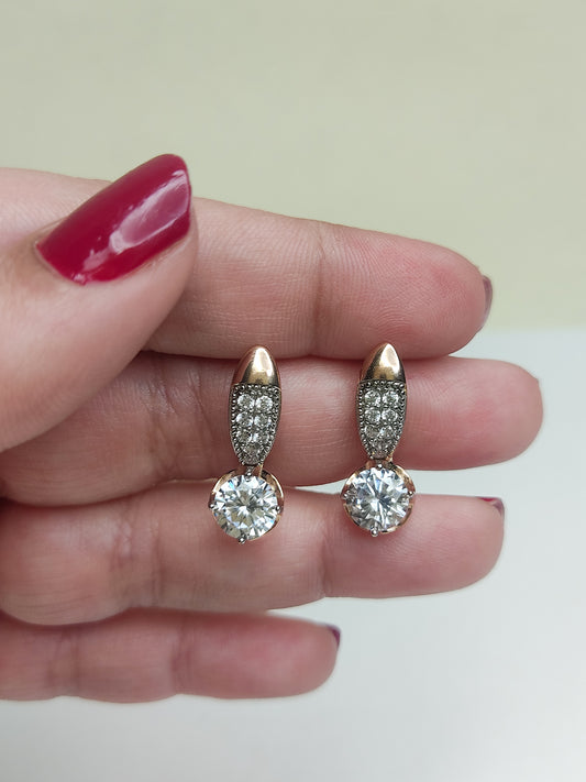 235 Rose Gold American Diamond Drop Studs