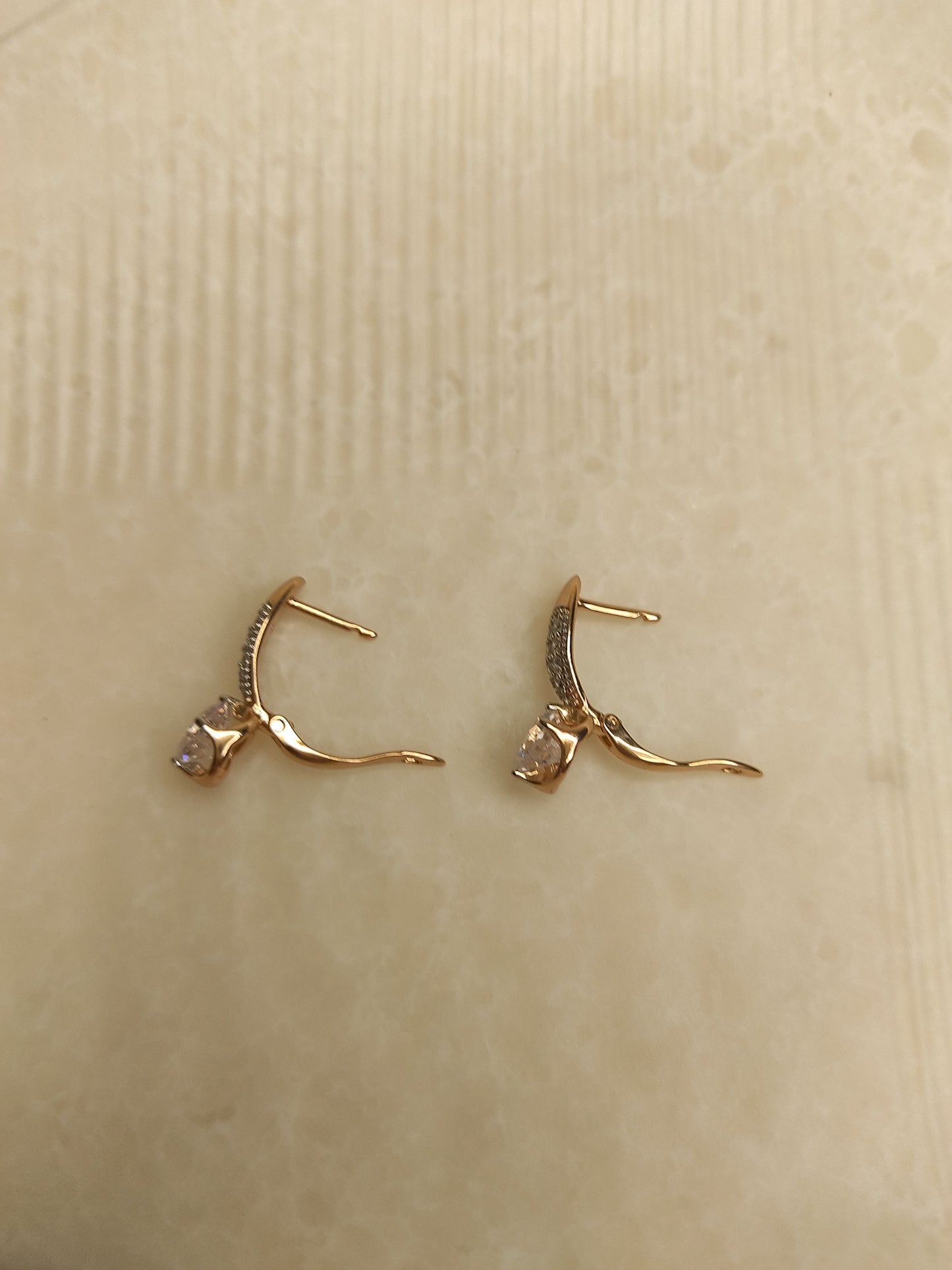 235 Rose Gold American Diamond Drop Studs