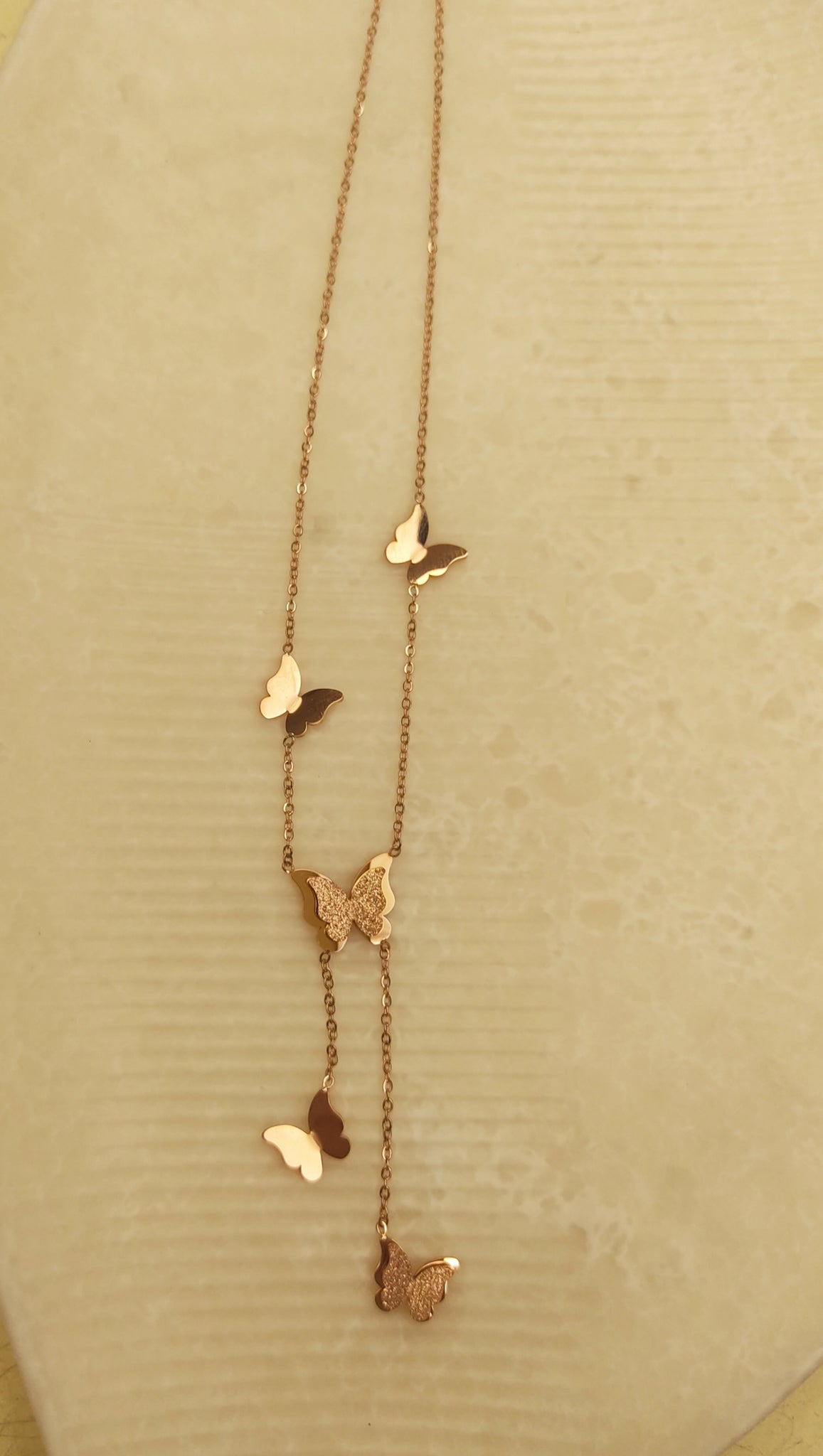 241 Rose Gold Butterfly Drop Necklace
