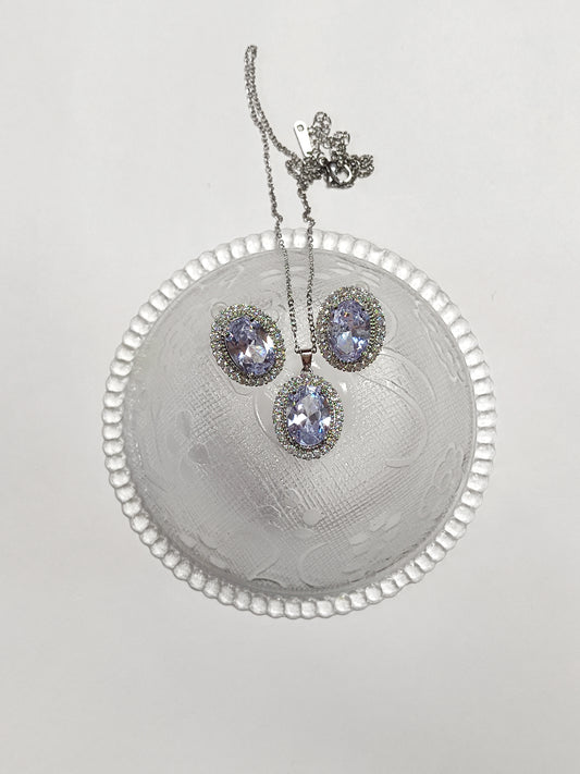 250 Silver Oval Pendant Set