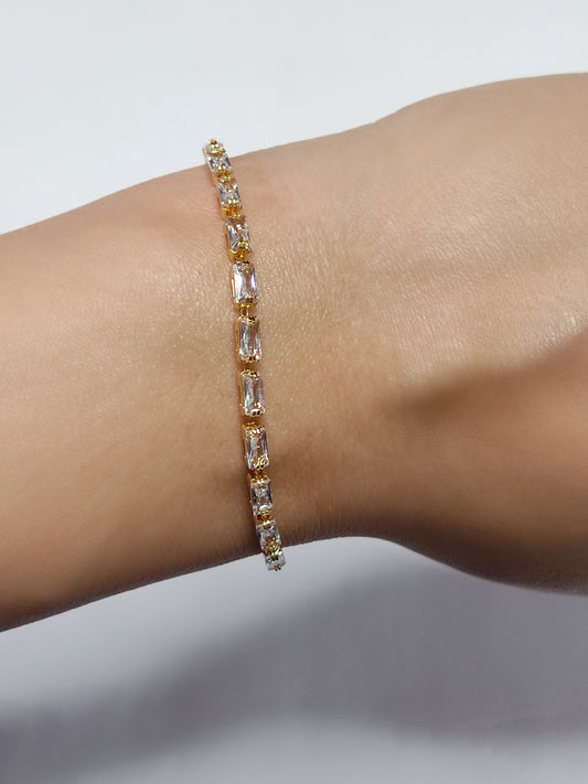 261 Gold Rectangular Tennis Bracelet