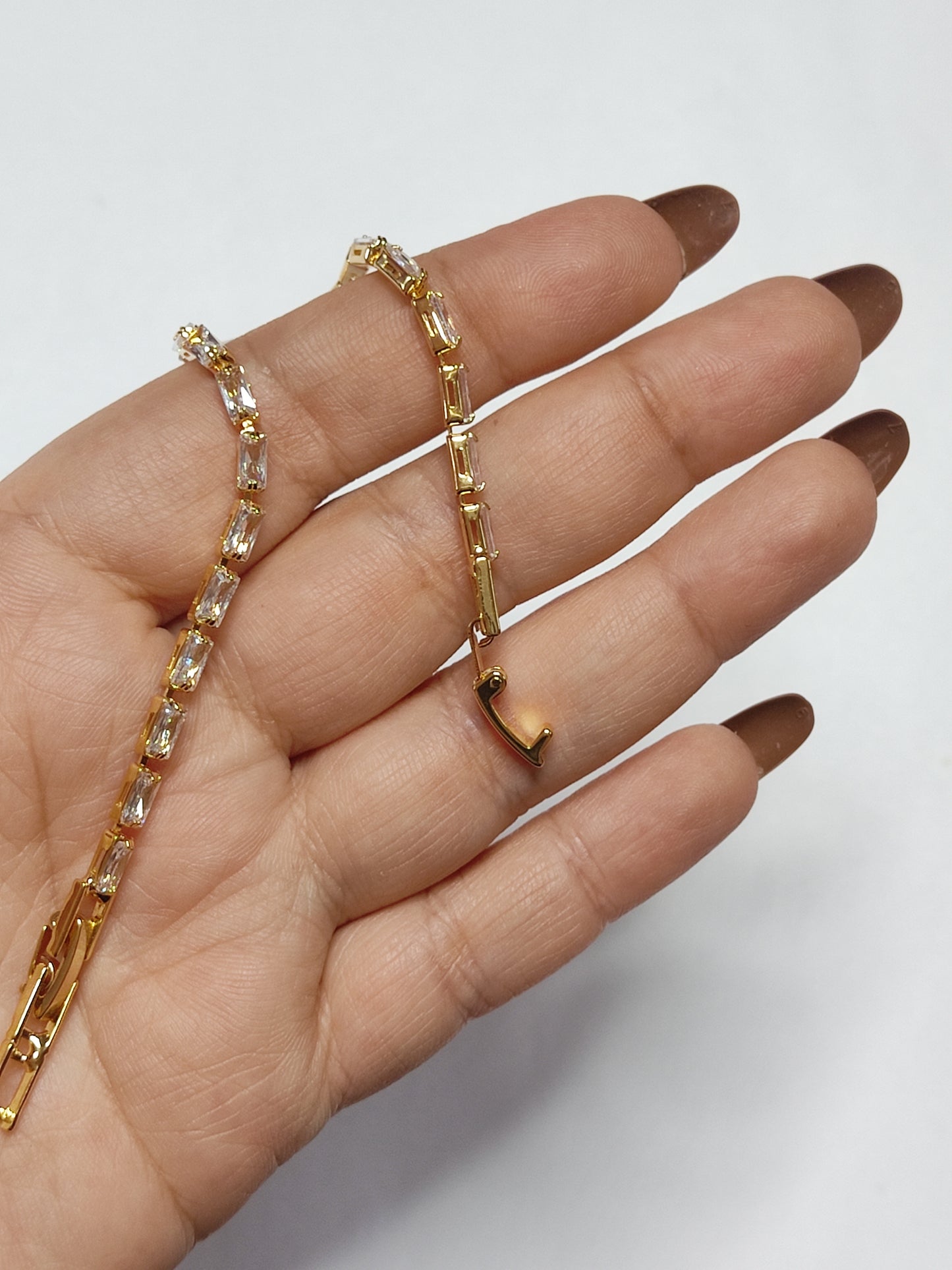 261 Gold Rectangular Tennis Bracelet