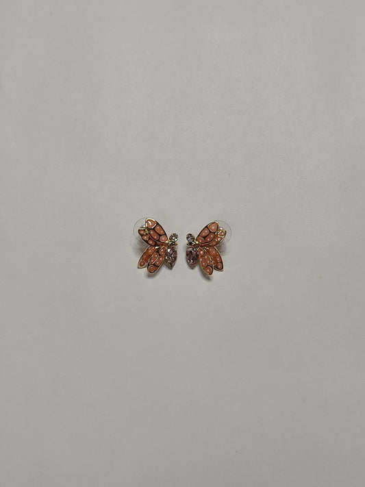 277 Peach Butterfly Studs