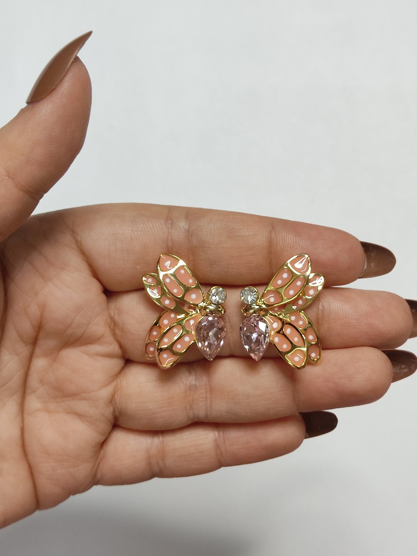 277 Peach Butterfly Studs