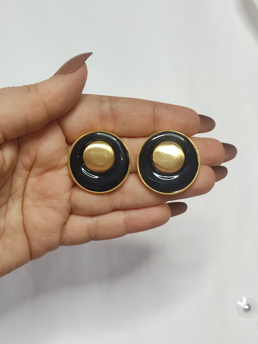 290 Black and Gold Button Studs