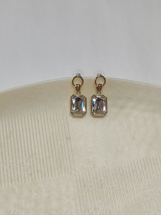 292 Gold Geometric Rectangle Danglers