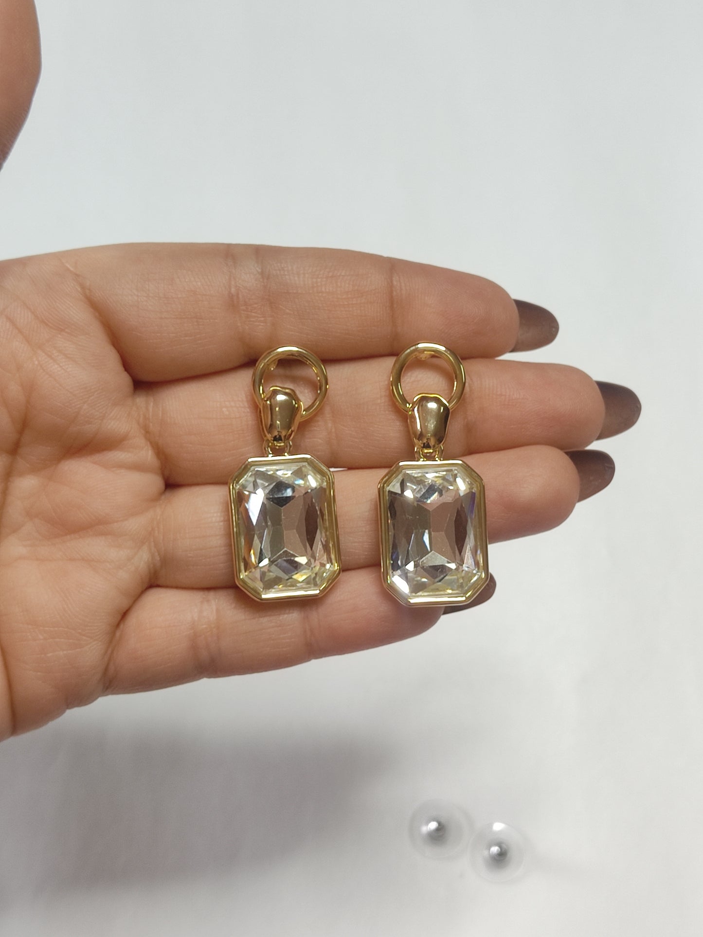 292 Gold Geometric Rectangle Danglers