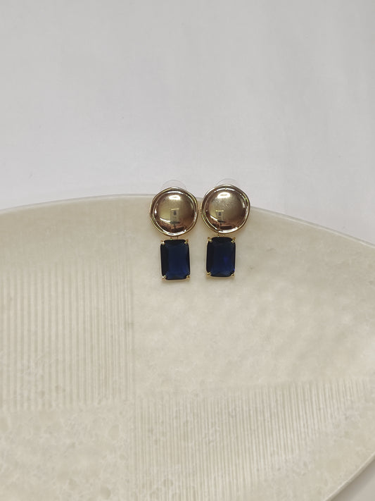 298 Blue & Gold Geometric Drop Studs