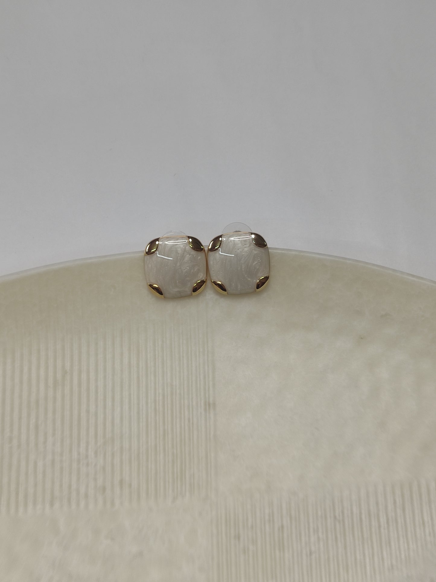 301 Pearl & Gold Cushion Studs