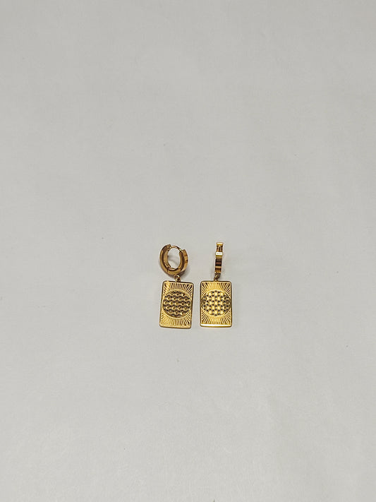 302 Gold Abstract Drop Studs